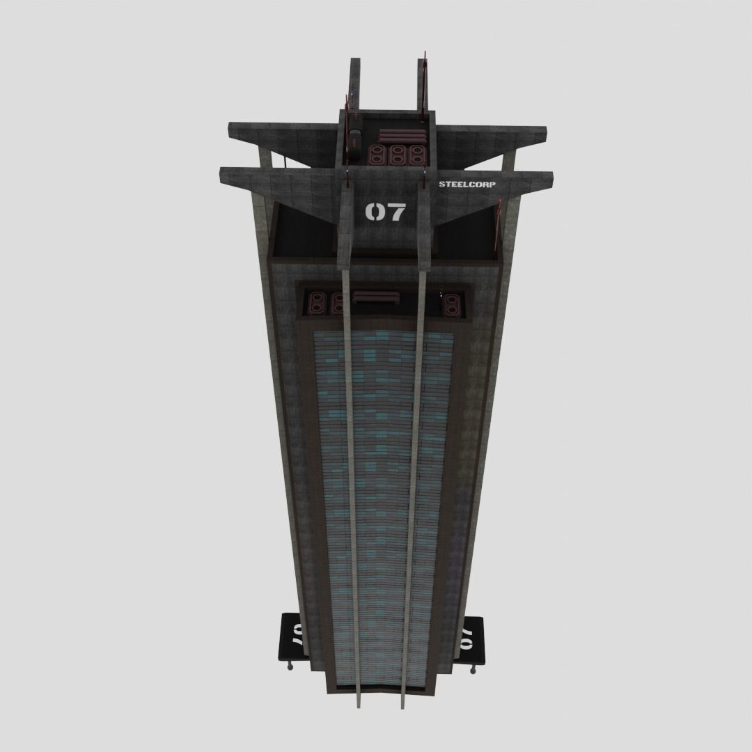 SciFi Cyberpunk Building 07 Low-poly 3D model_9