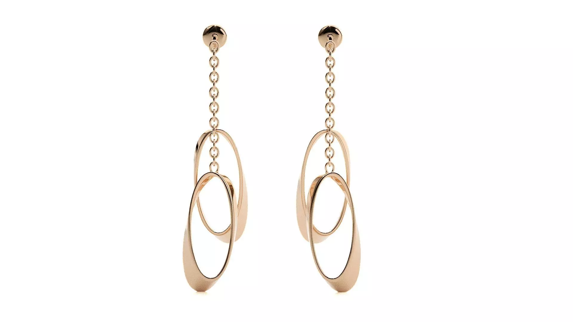 Double Hoop Plain Gold Drop Earrings 3dm stl renders details 3D print model