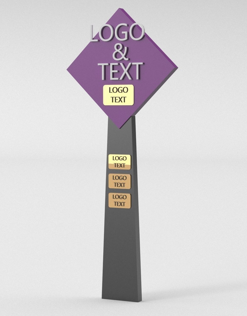 35 Signboard Totem Billboard Collection Advertising Sign board Low-poly 3D model_33