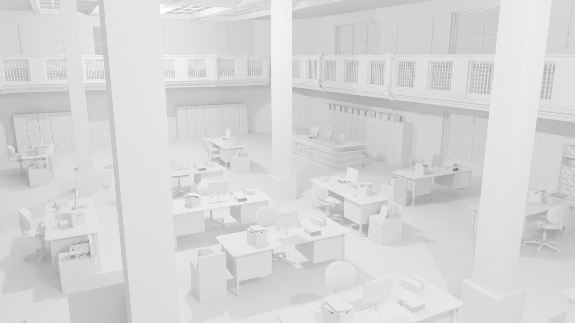 Police Station Low-poly 3D model_2