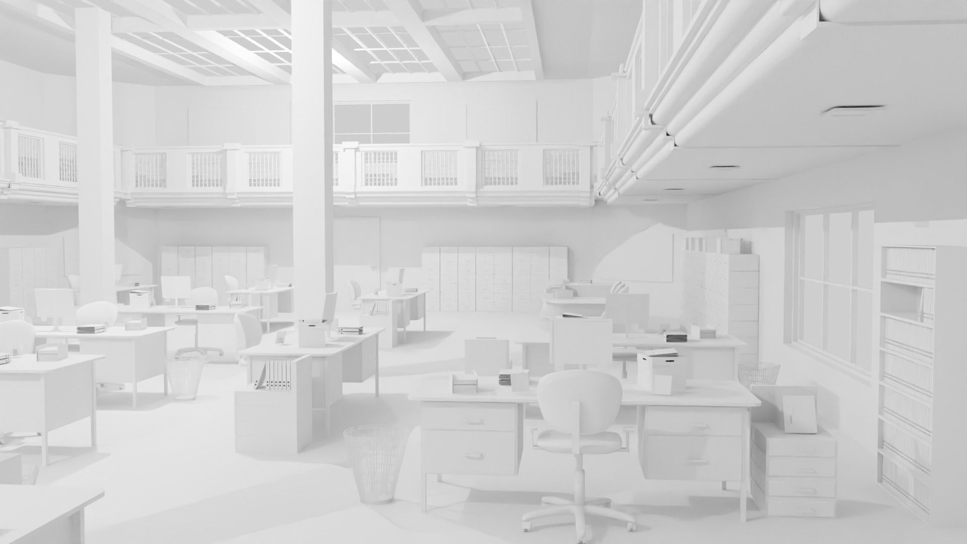 Police Station Low-poly 3D model_3