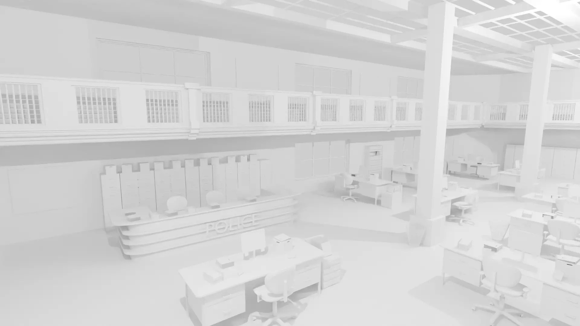 Police Station Low-poly 3D model_0