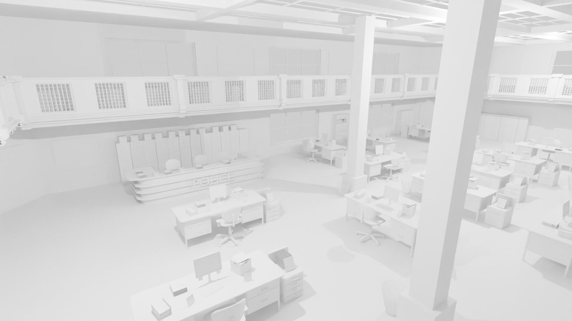 Police Station Low-poly 3D model_5