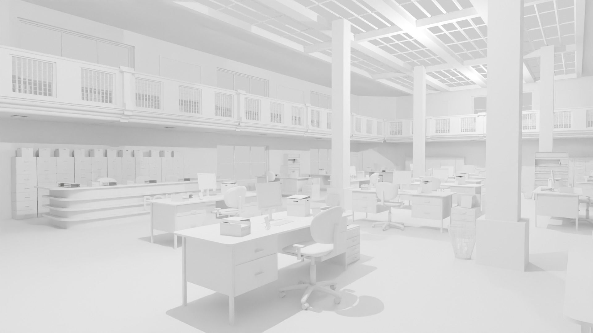 Police Station Low-poly 3D model_6