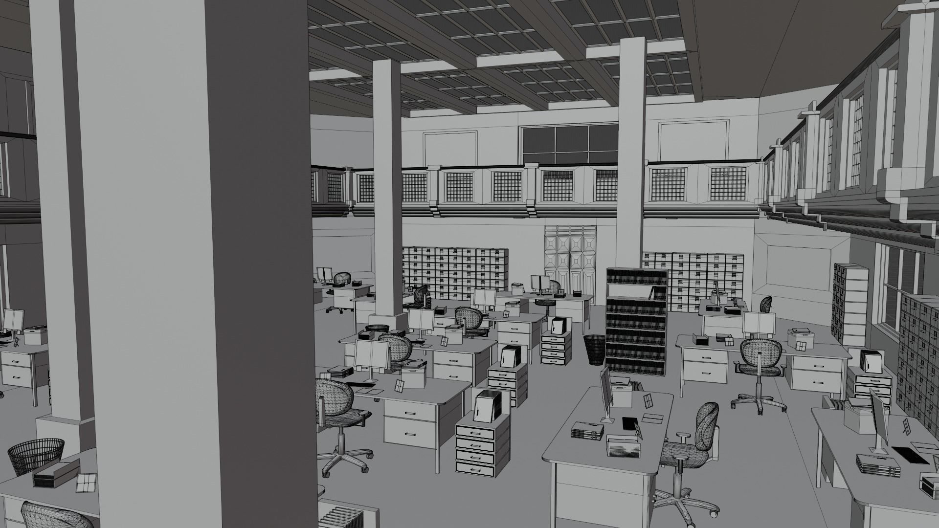 Police Station Low-poly 3D model_8