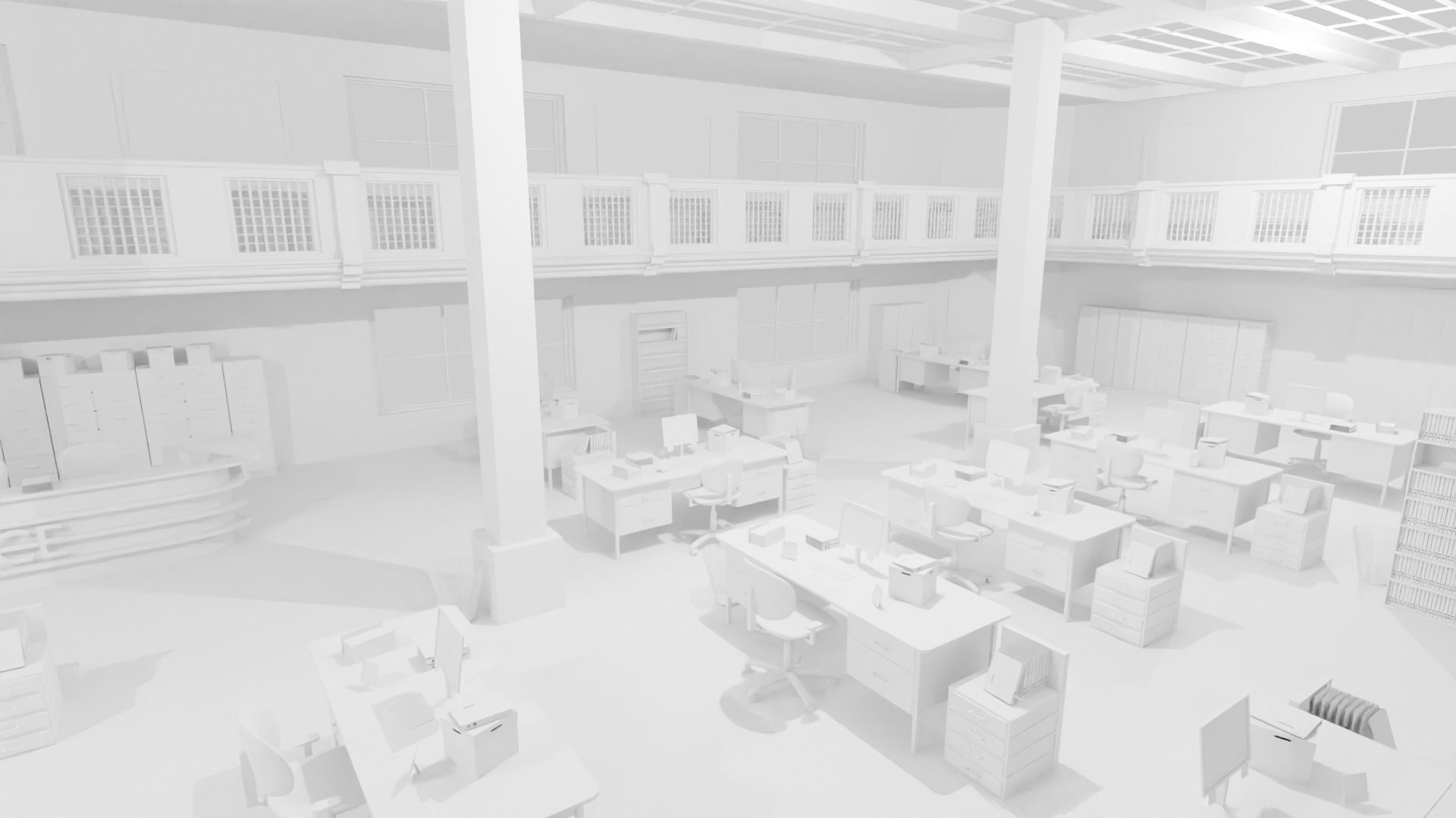 Police Station Low-poly 3D model_4