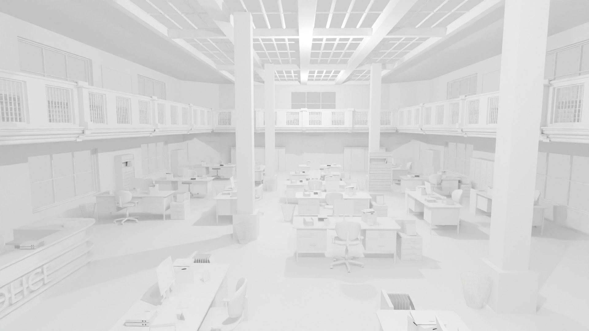 Police Station Low-poly 3D model_1