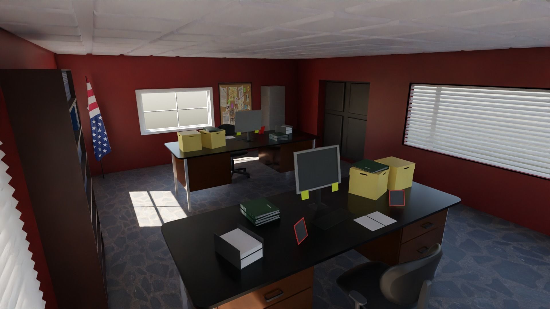 Police Station interior Low-poly 3D model_4