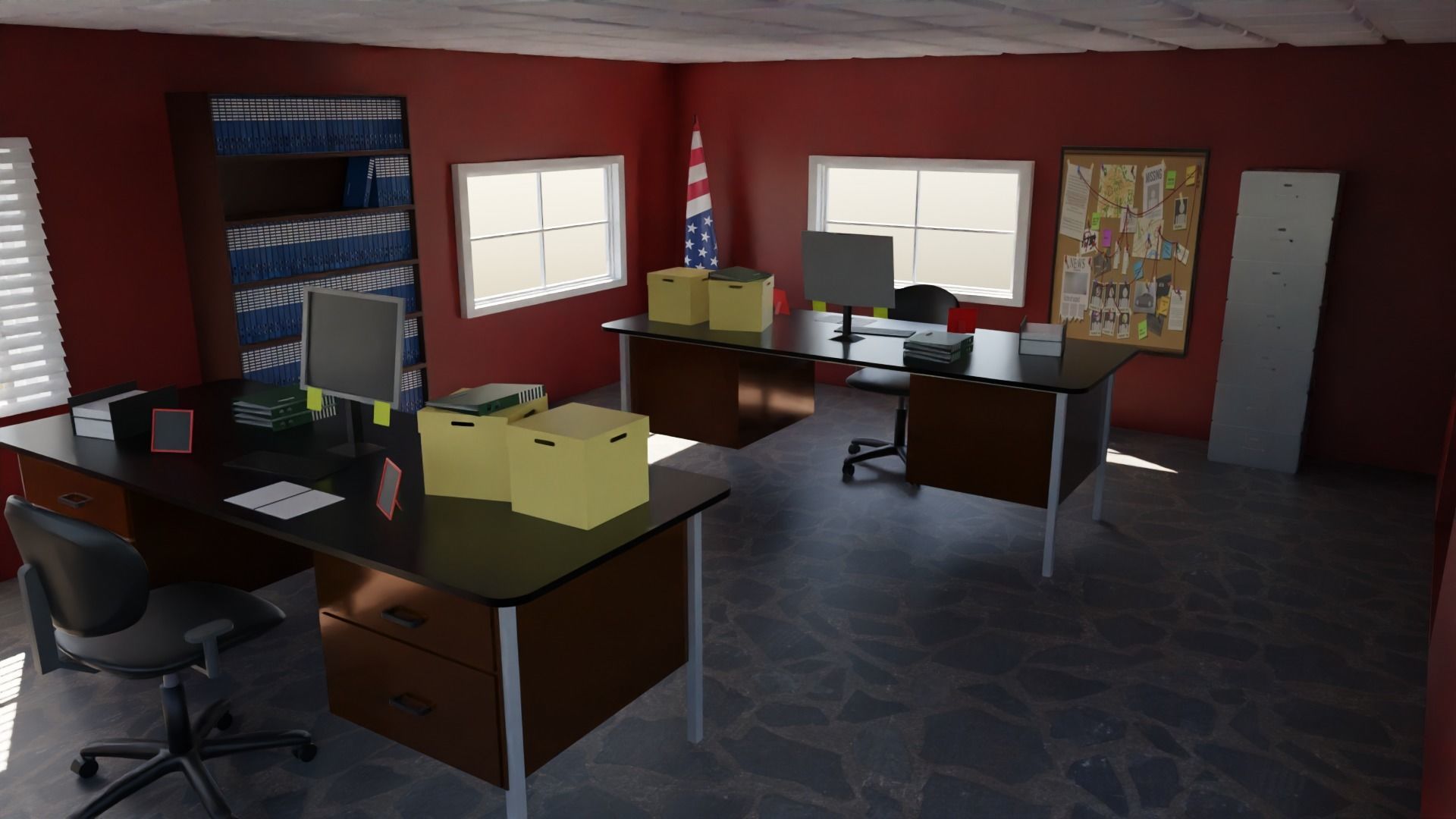 Police Station interior Low-poly 3D model_1