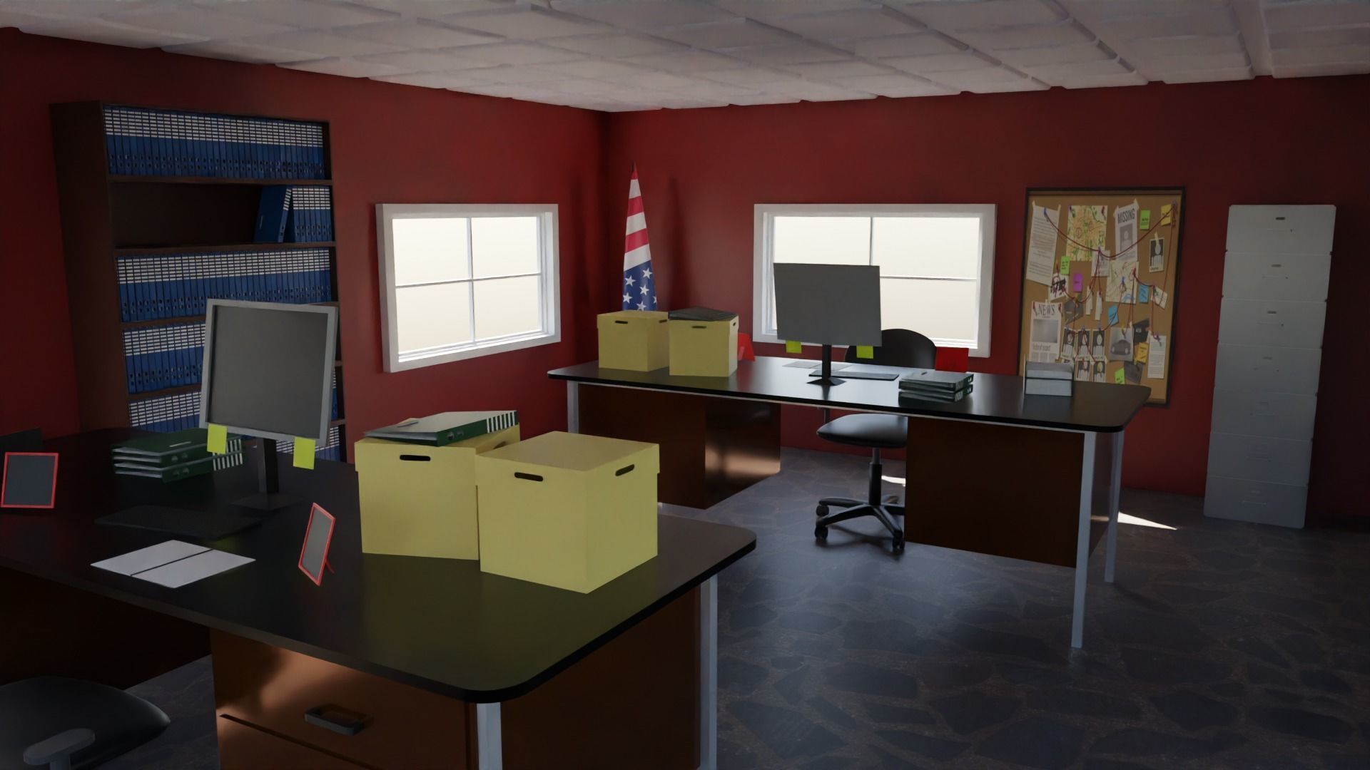 Police Station interior Low-poly 3D model_2