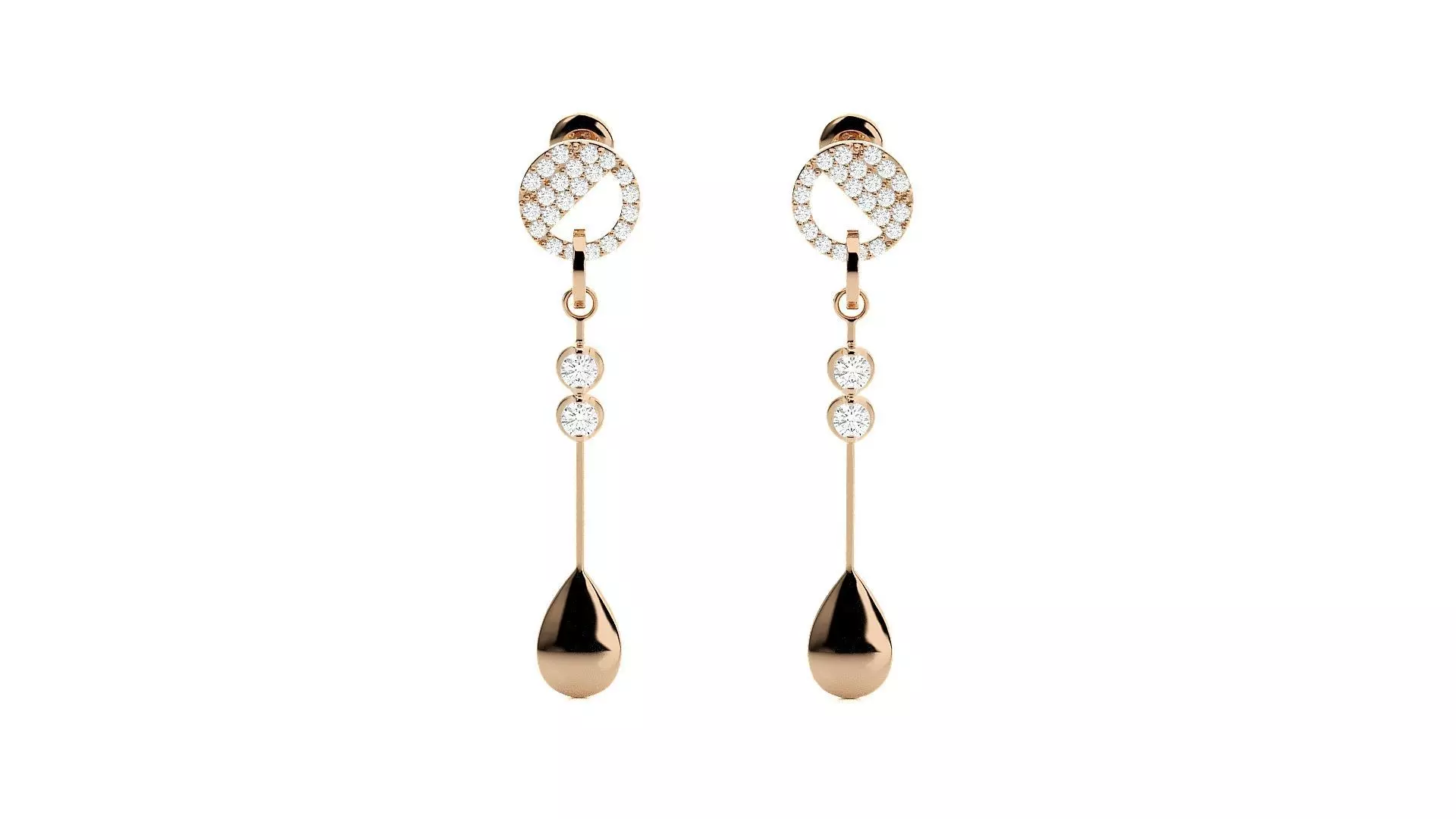 Tear Drops Earrings 3dm stl renders details 3D print model