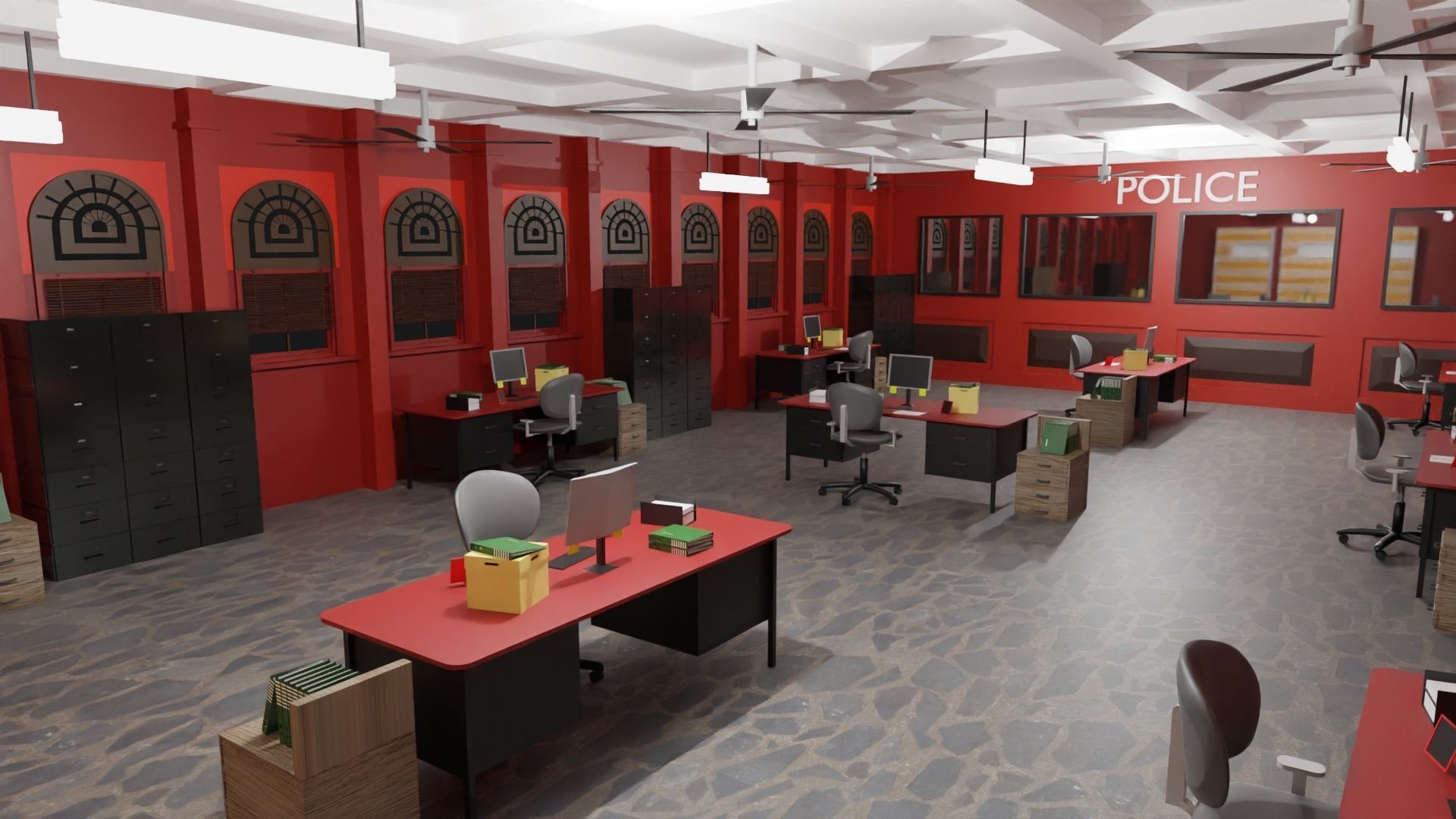 Police Station  Low-poly 3D model_1