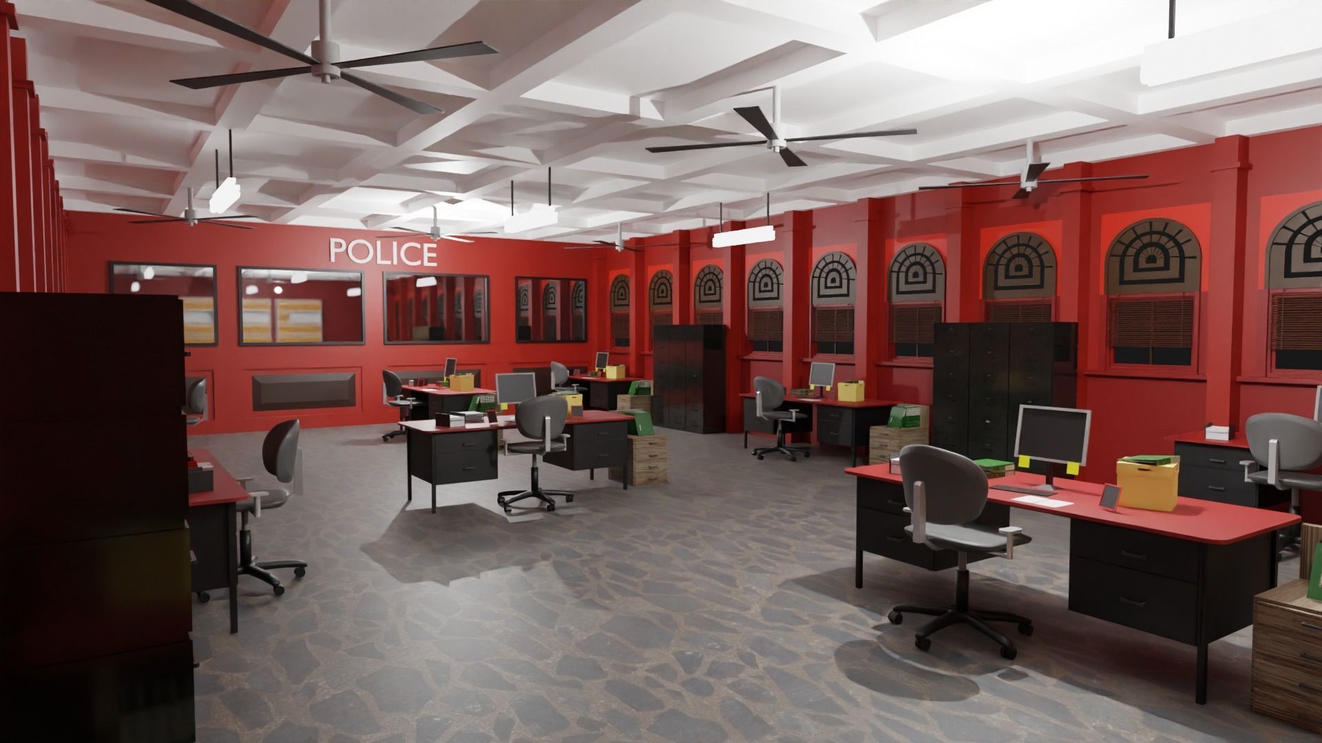 Police Station  Low-poly 3D model_2