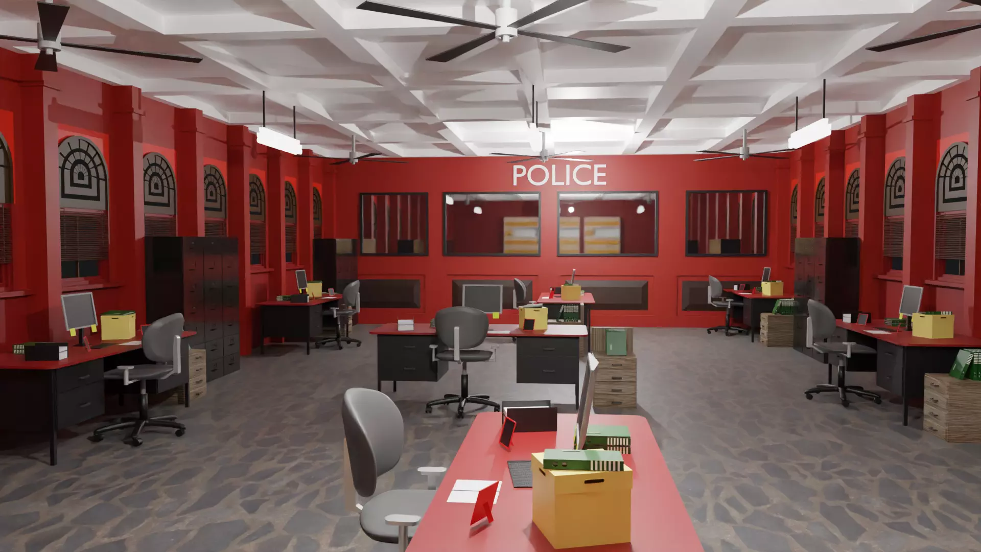 Police Station  Low-poly 3D model_0
