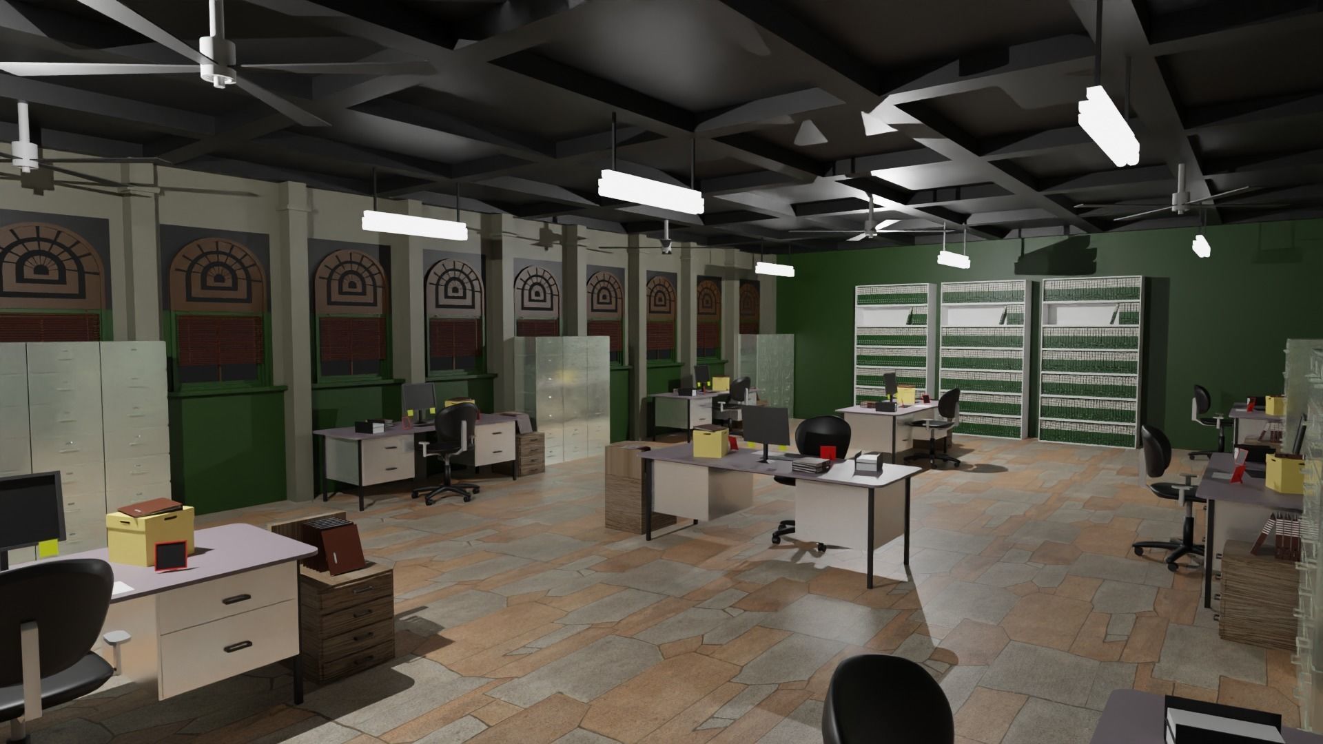 Police Station  Low-poly 3D model_4