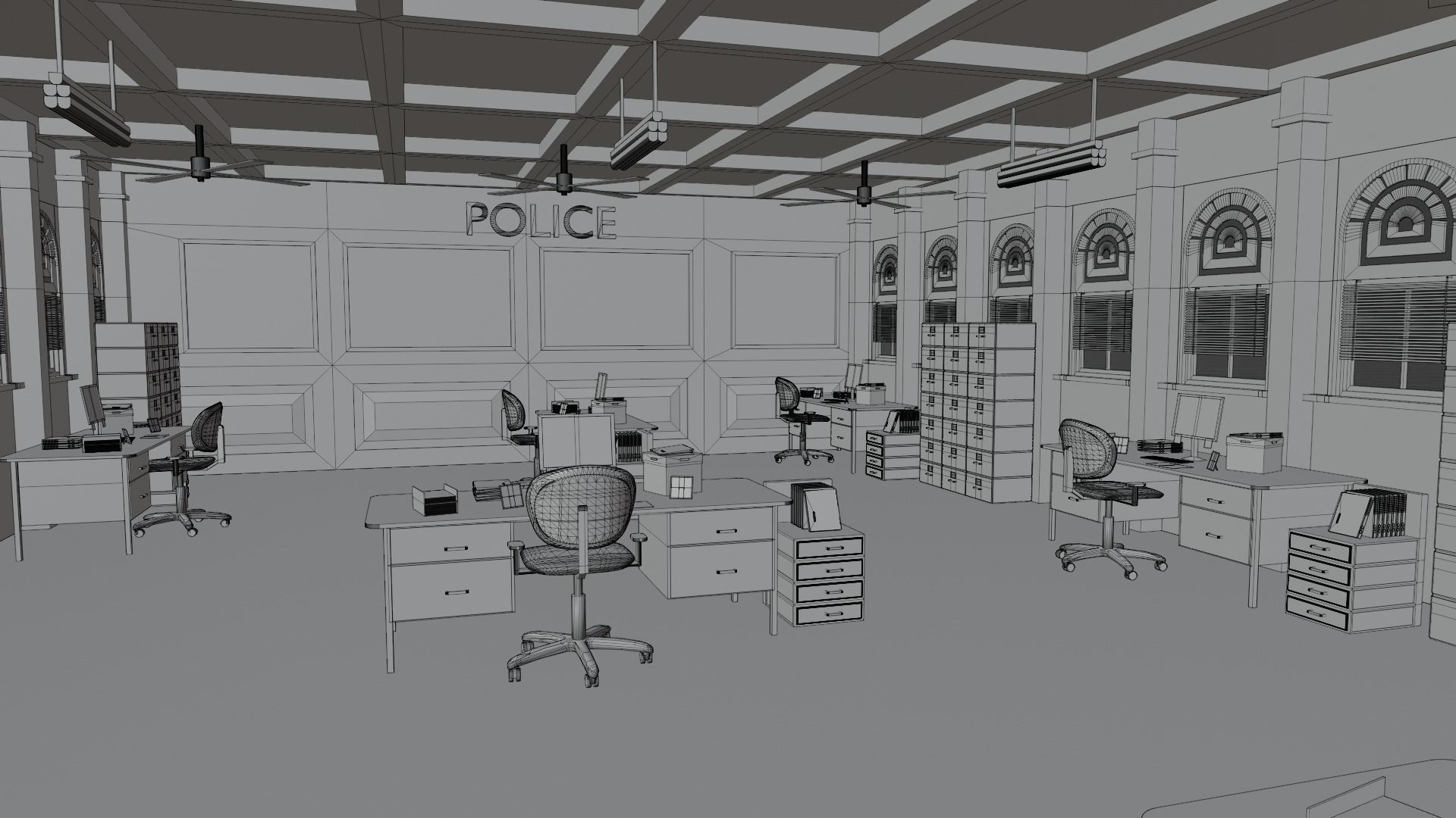 Police Station  Low-poly 3D model_7