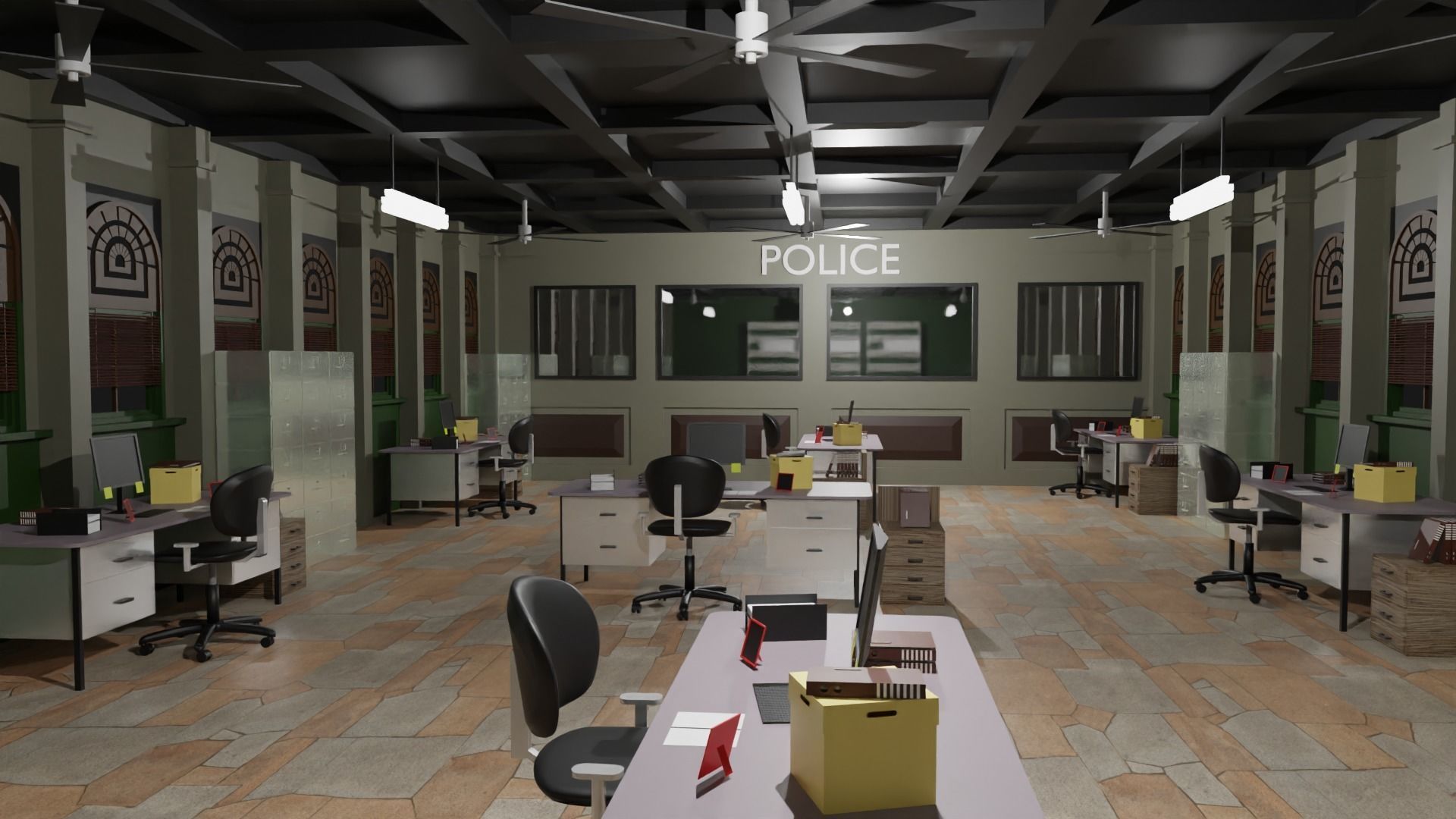 Police Station  Low-poly 3D model_2