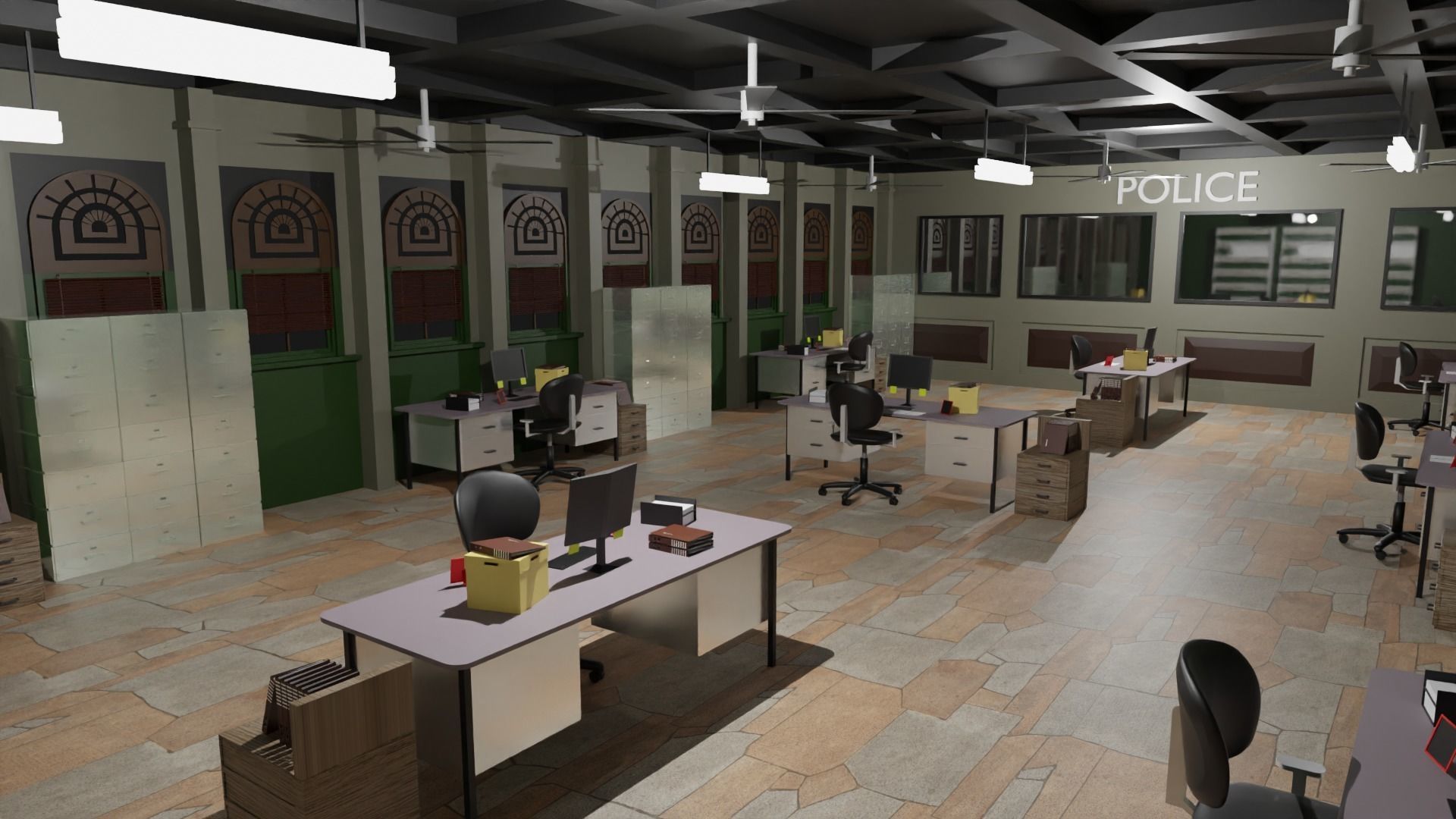 Police Station  Low-poly 3D model_1