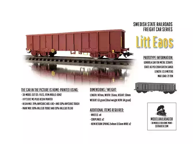 ROLLS-0042 SJ Litt Eaos Gondola freight car in H0-scale