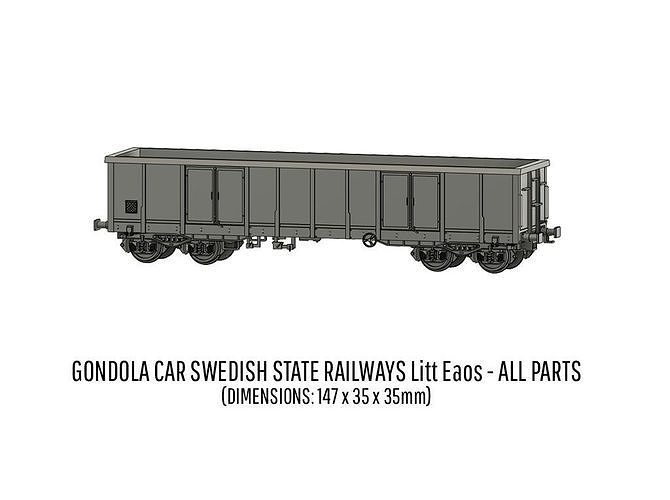 ROLLS-0042 SJ Litt Eaos Gondola freight car in H0-scale 3D print model 6