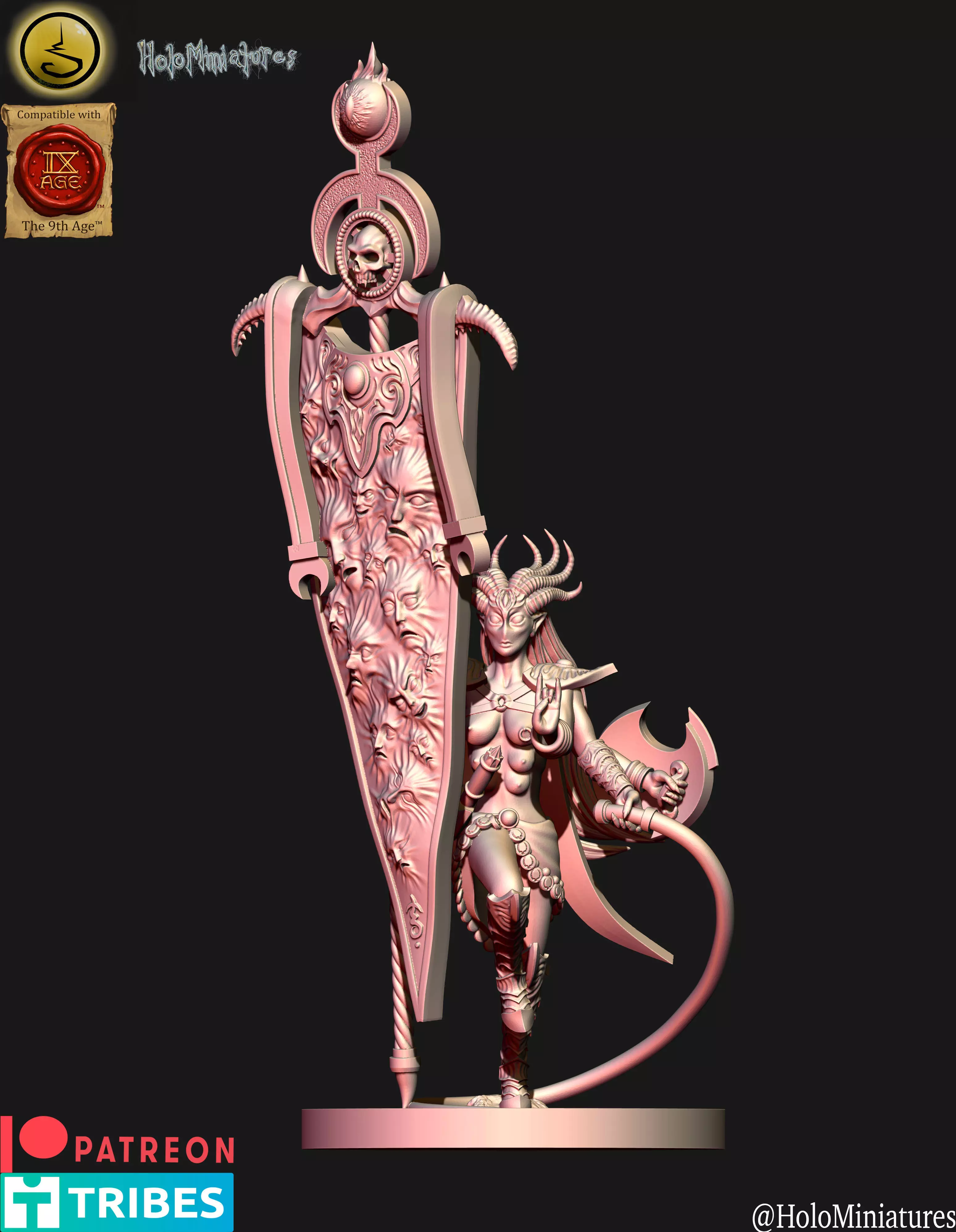 Daemon of lust Herald with battle standard 3D print model