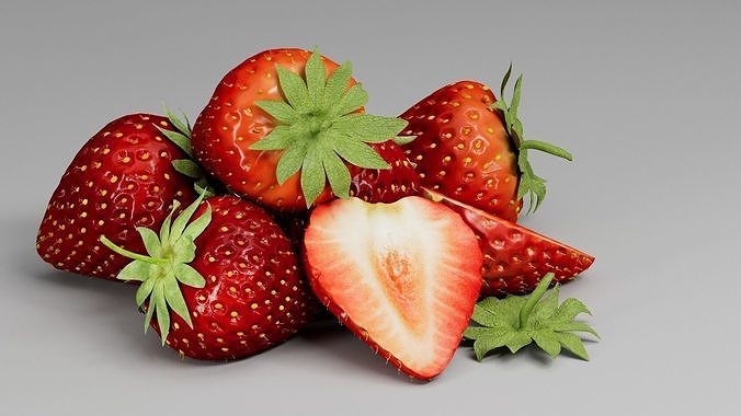 Strawberry 3D 3D model 2