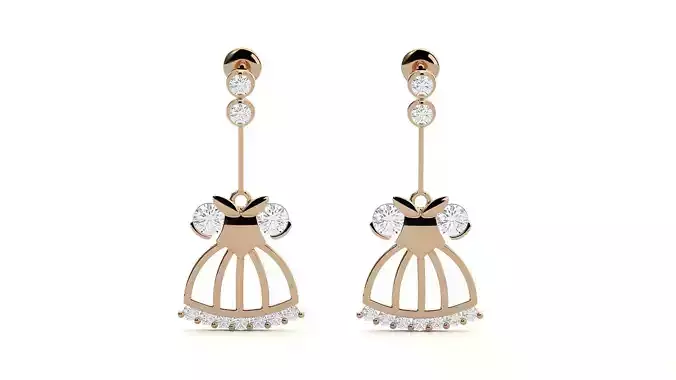 Wedding Bridal Gown Diamond Drop Earrings 3dm stl renders  3D print model