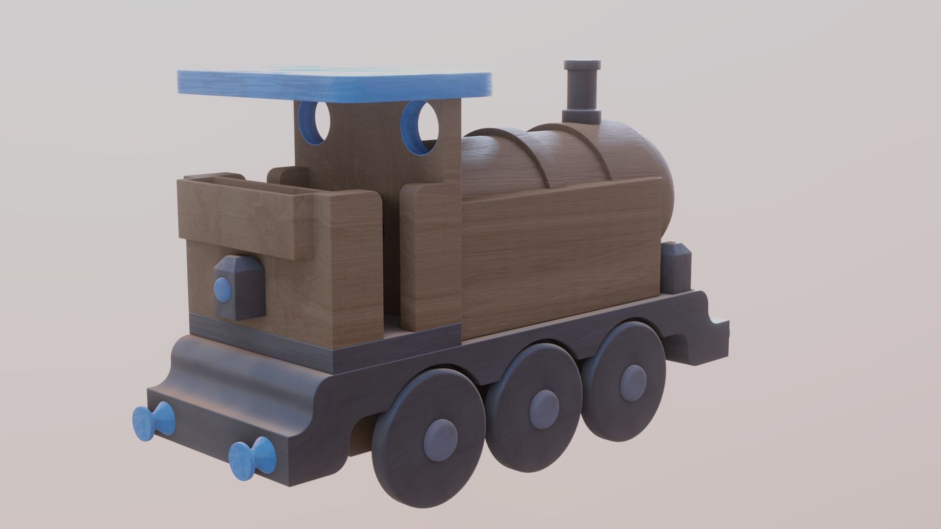 WOODEN LITTLE TRAIN TOY - RogueFilmProductions Low-poly 3D model_6