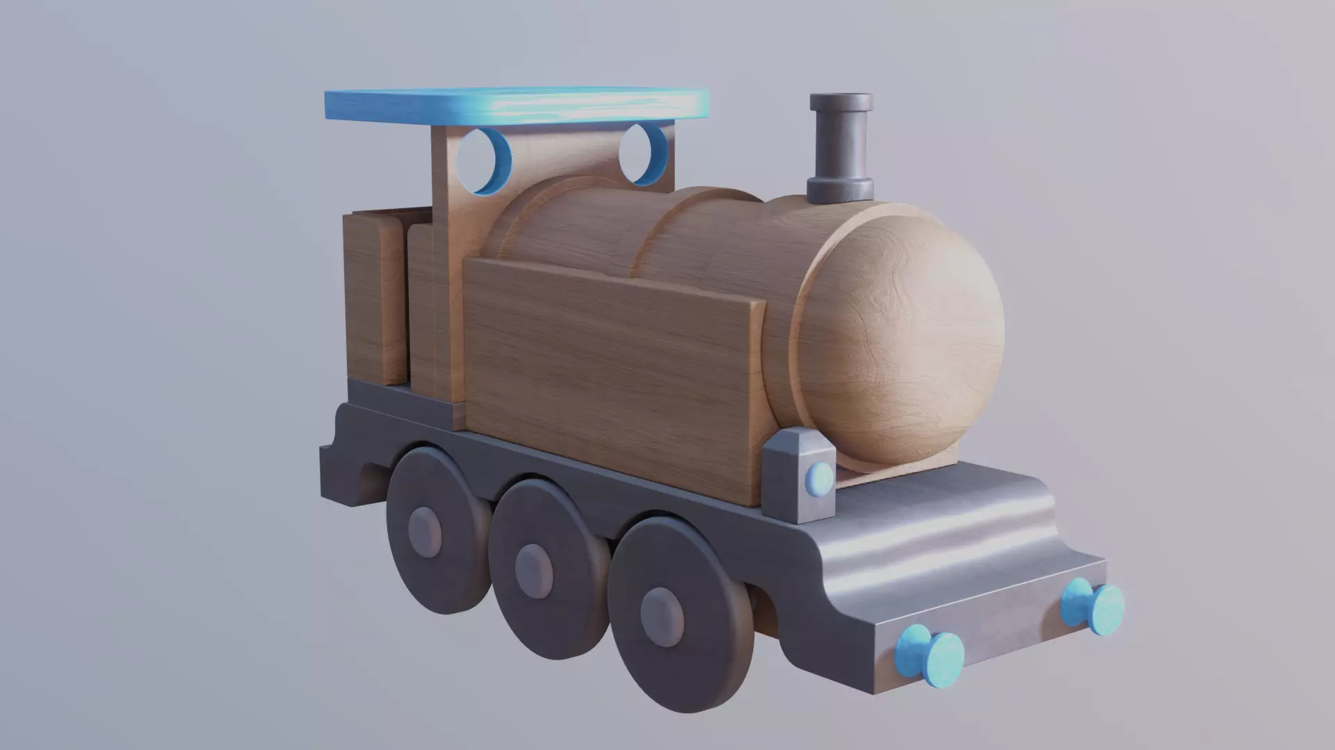 WOODEN LITTLE TRAIN TOY - RogueFilmProductions Low-poly 3D model_0