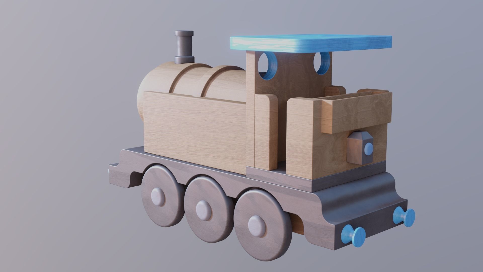WOODEN LITTLE TRAIN TOY - RogueFilmProductions Low-poly 3D model_4