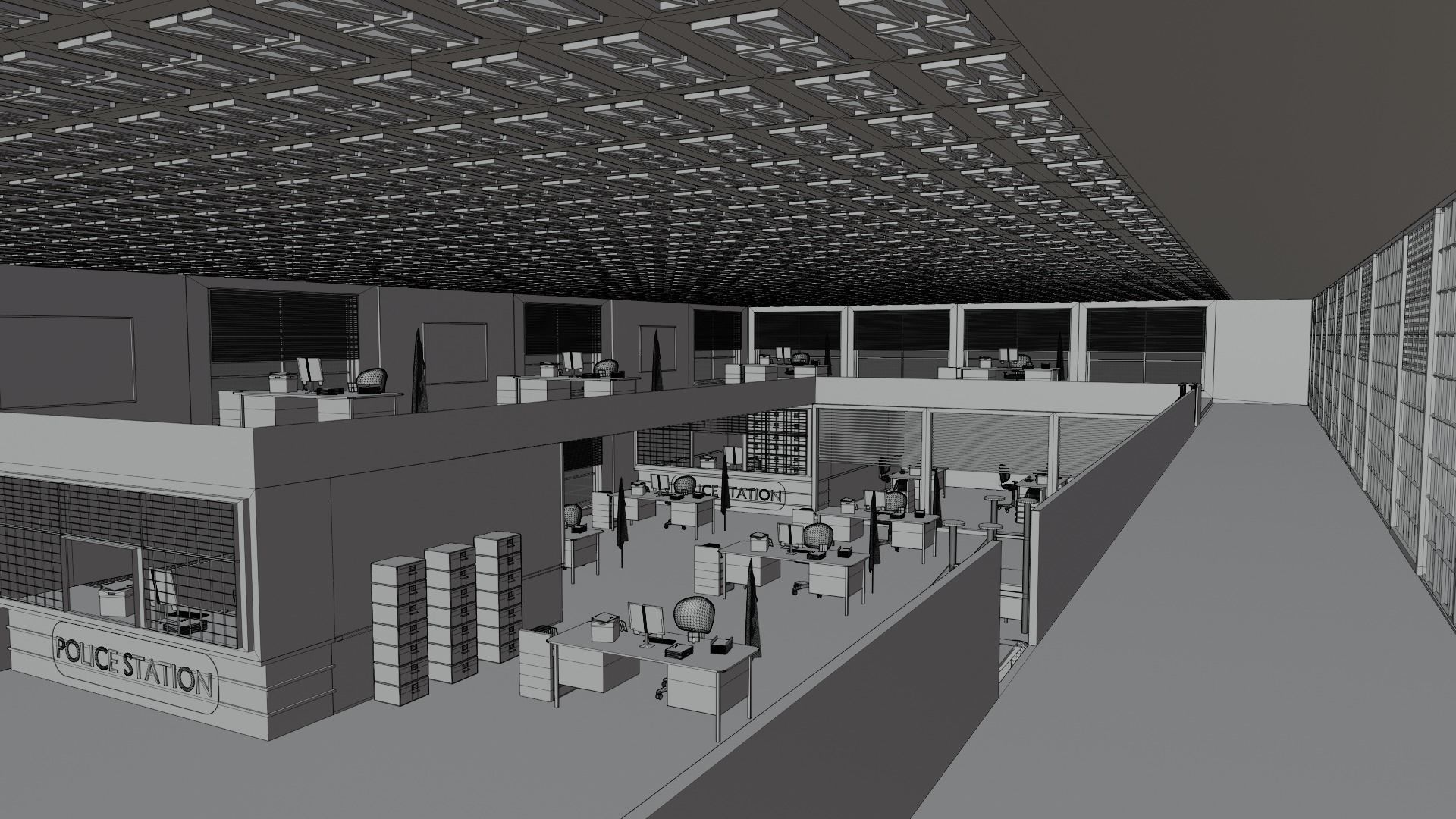 Police Station  Low-poly 3D model_8