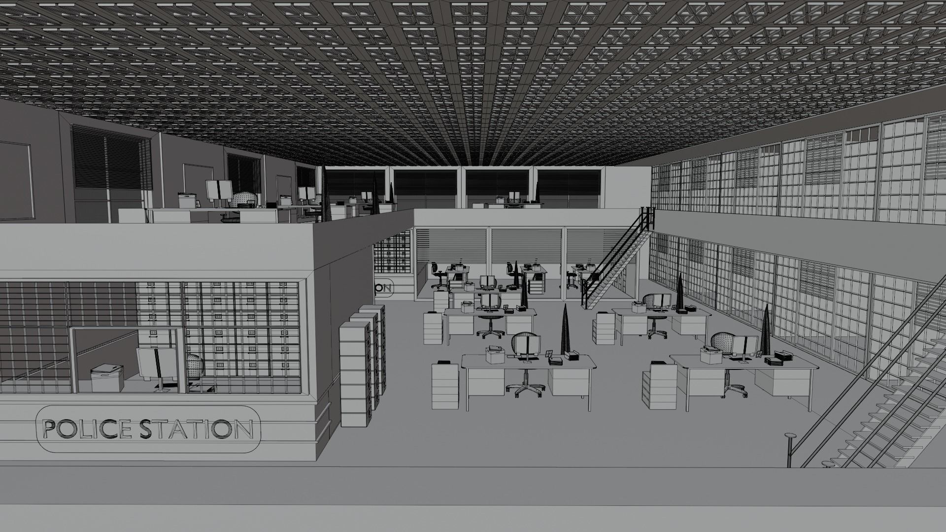 Police Station  Low-poly 3D model_7