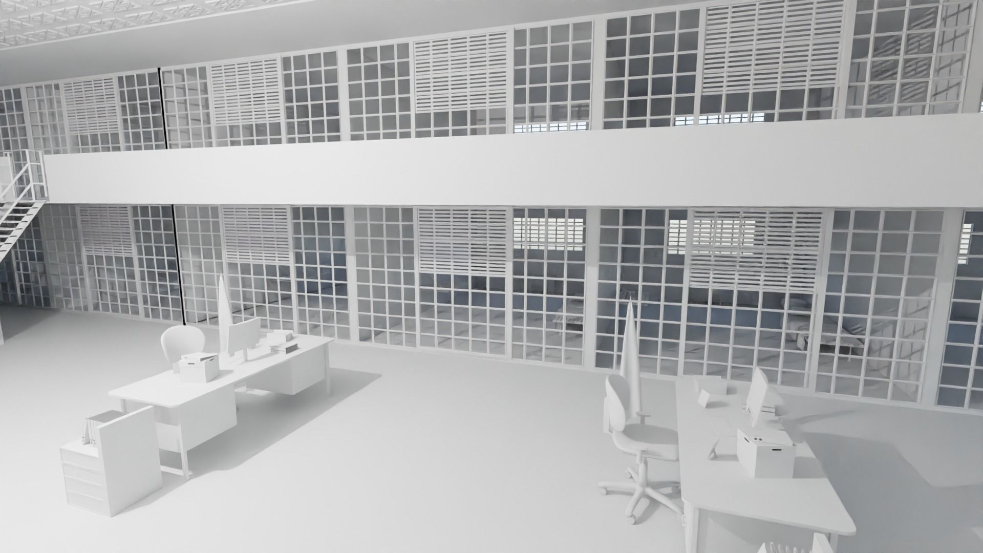 Police Station  Low-poly 3D model_4