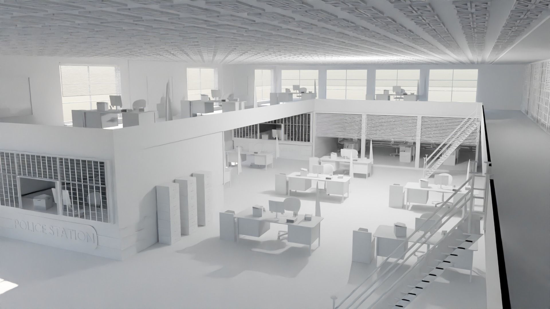 Police Station  Low-poly 3D model_2