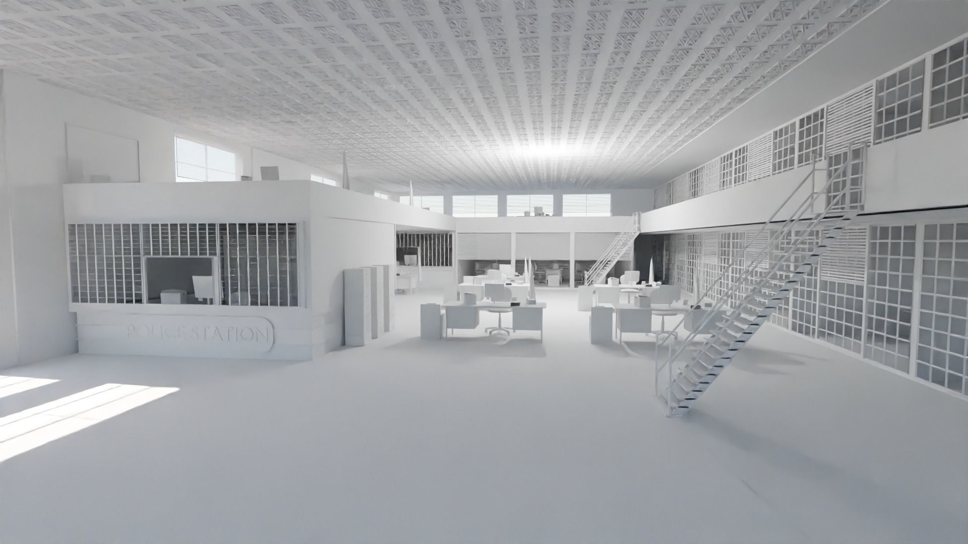 Police Station  Low-poly 3D model_1