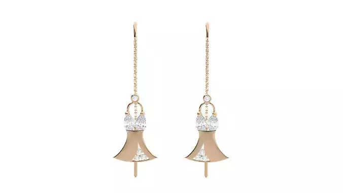 Wedding Bridal Gown Diamond Drop Earrings 3dm stl renders 3D print model