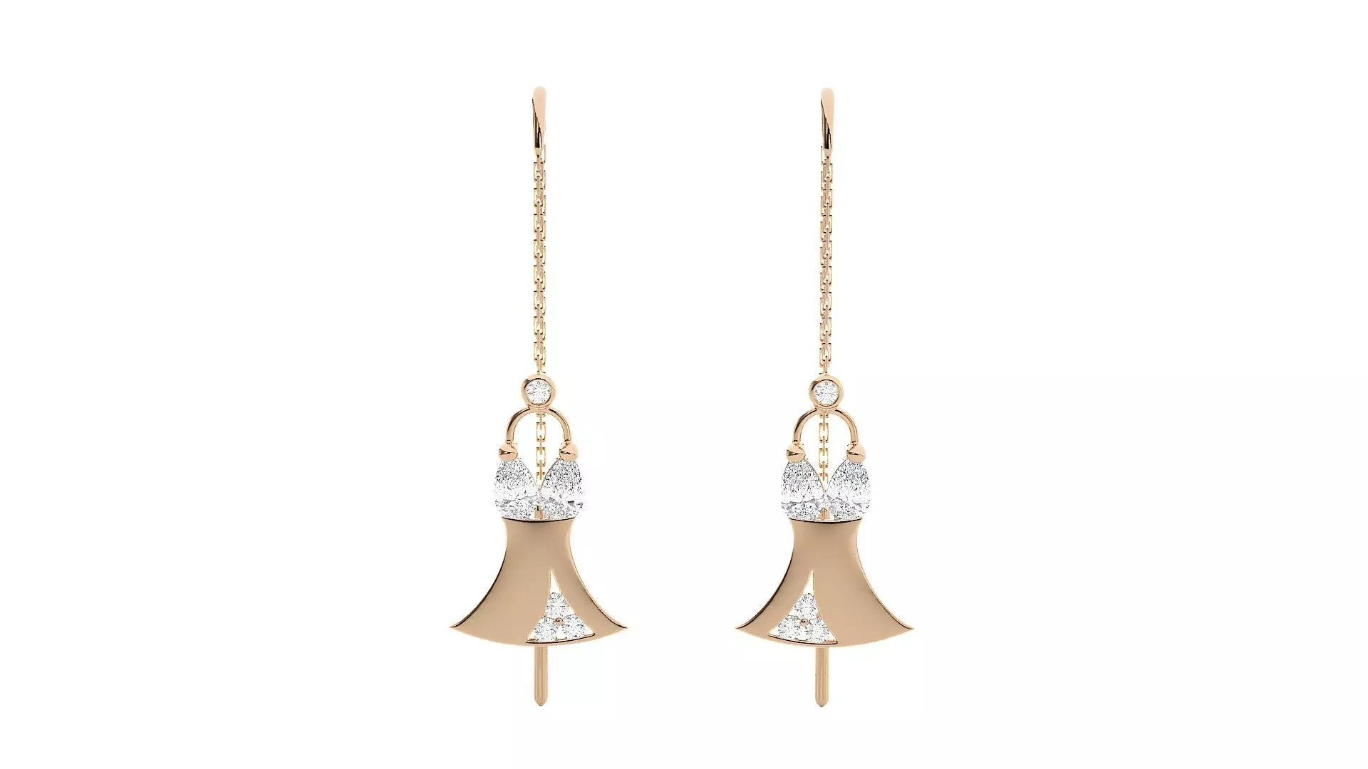 Wedding Bridal Gown Diamond Drop Earrings 3dm stl renders 3D print model