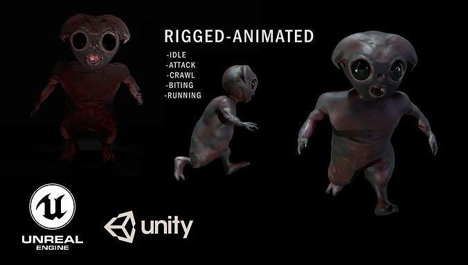 Alien Creature Game-Ready Low-poly 3D model