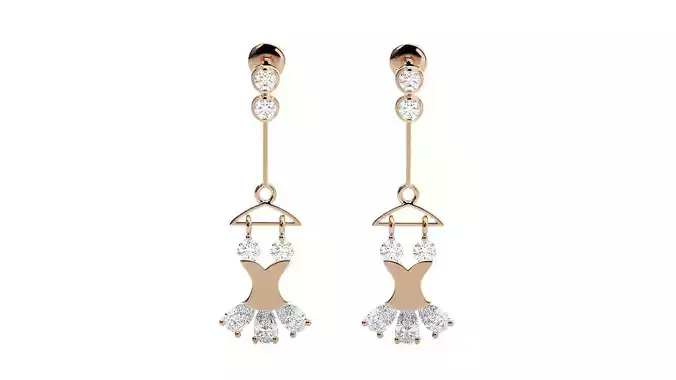 Wedding Bridal Gown Diamond Drop Earrings 3dm stl renders 3D print model