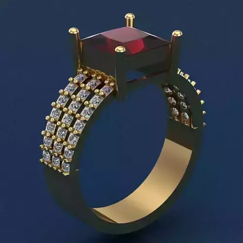 3 row with square gem