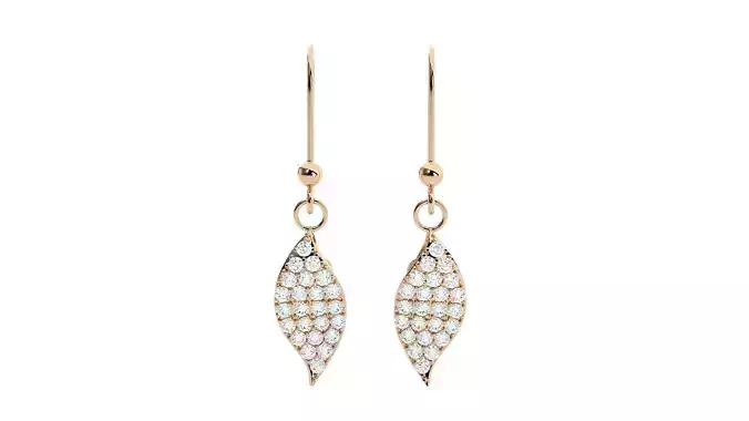 Diamond Head Leaves Drop Earrings 3dm stl renders details 3D print model