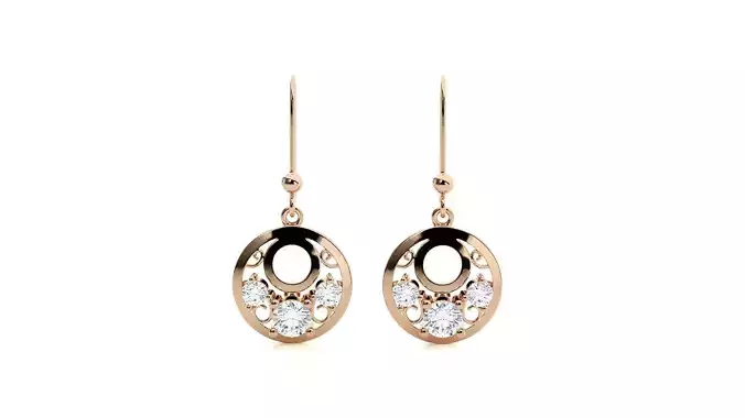 Tri Diamond Drop Earrings 3dm stl renders details