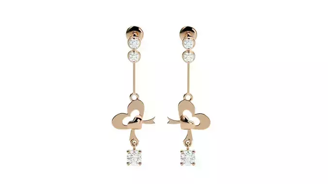 Heart Love Valentine Solitaire Diamond Drop Earrings 3dm stl 
