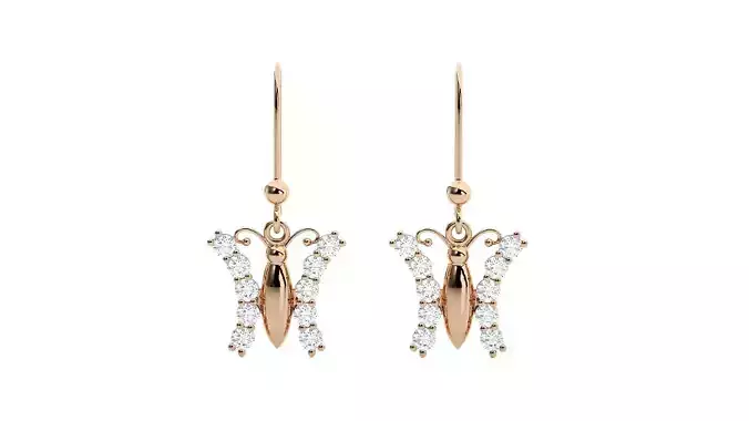 Butterfly High Jewelry Diamond Drop Earrings 3dm stl renders 3D print model