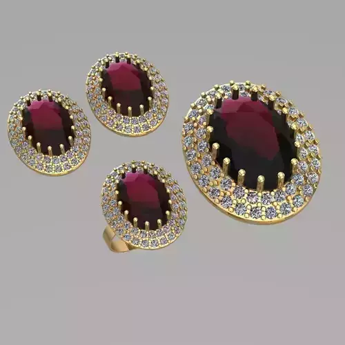 Big Oval Gemstone Full Jewelry Set