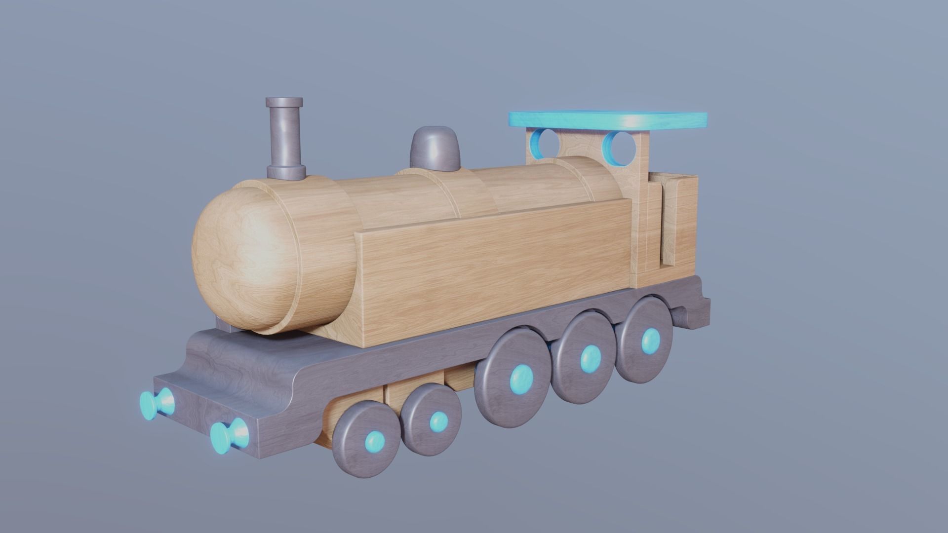 WOODEN LARGE TRAIN TOY - RogueFilmProductions Low-poly 3D model_2