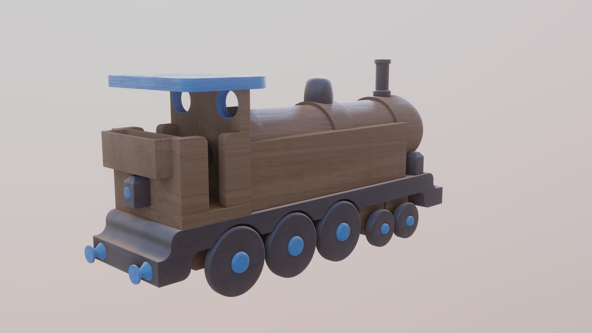 WOODEN LARGE TRAIN TOY - RogueFilmProductions Low-poly 3D model_6