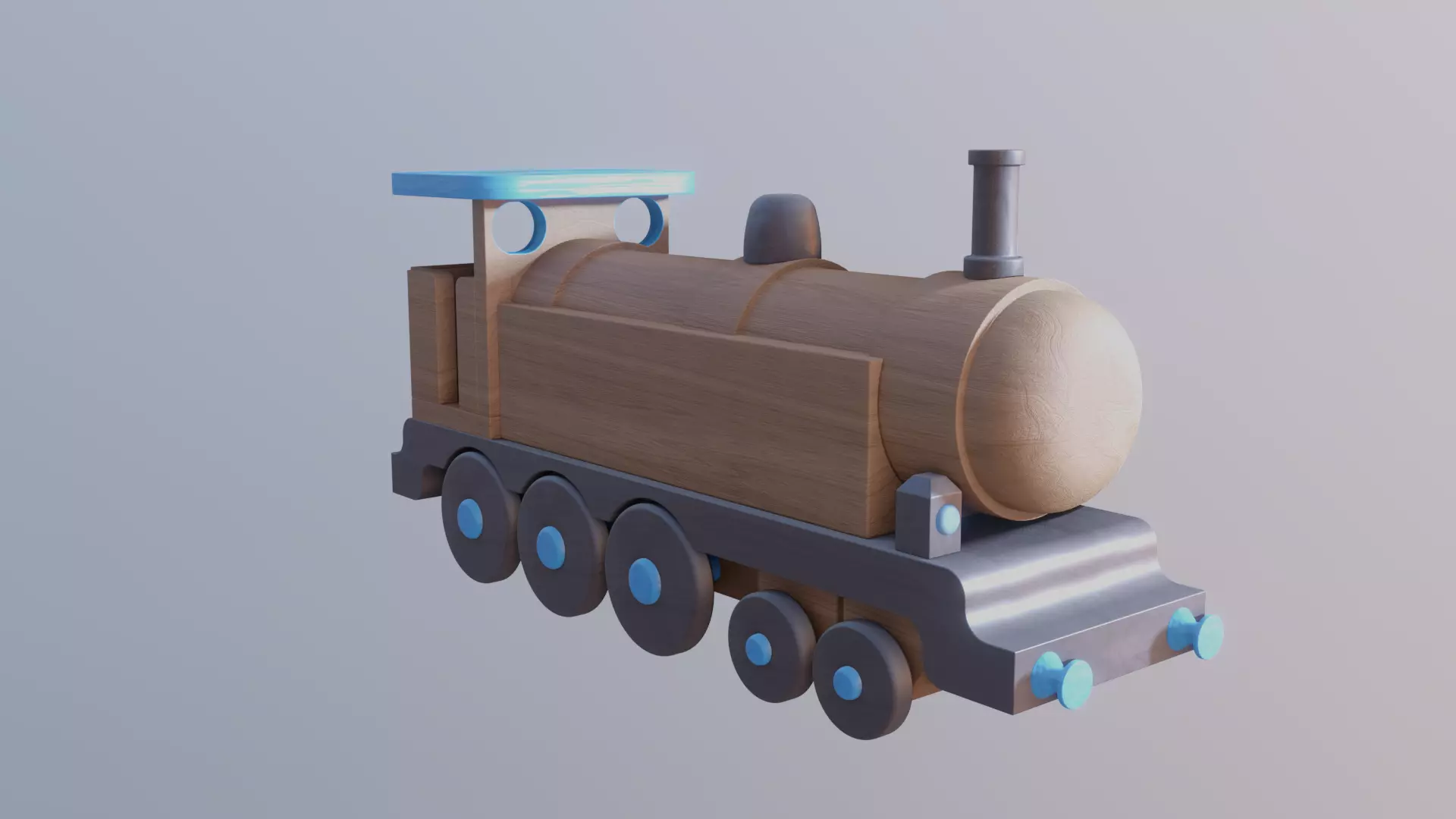 WOODEN LARGE TRAIN TOY - RogueFilmProductions Low-poly 3D model_0
