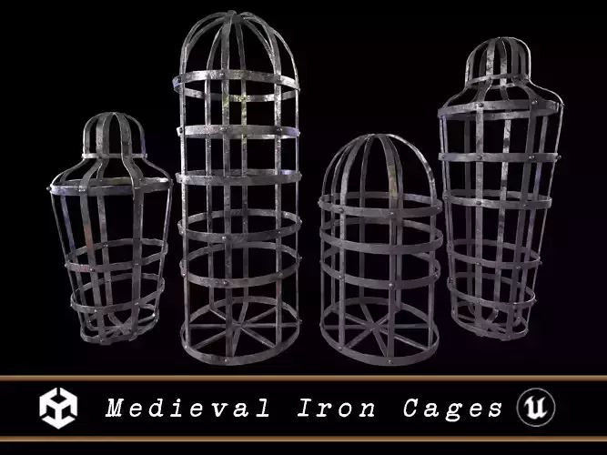 Medieval Iron Cages Low-poly 3D model