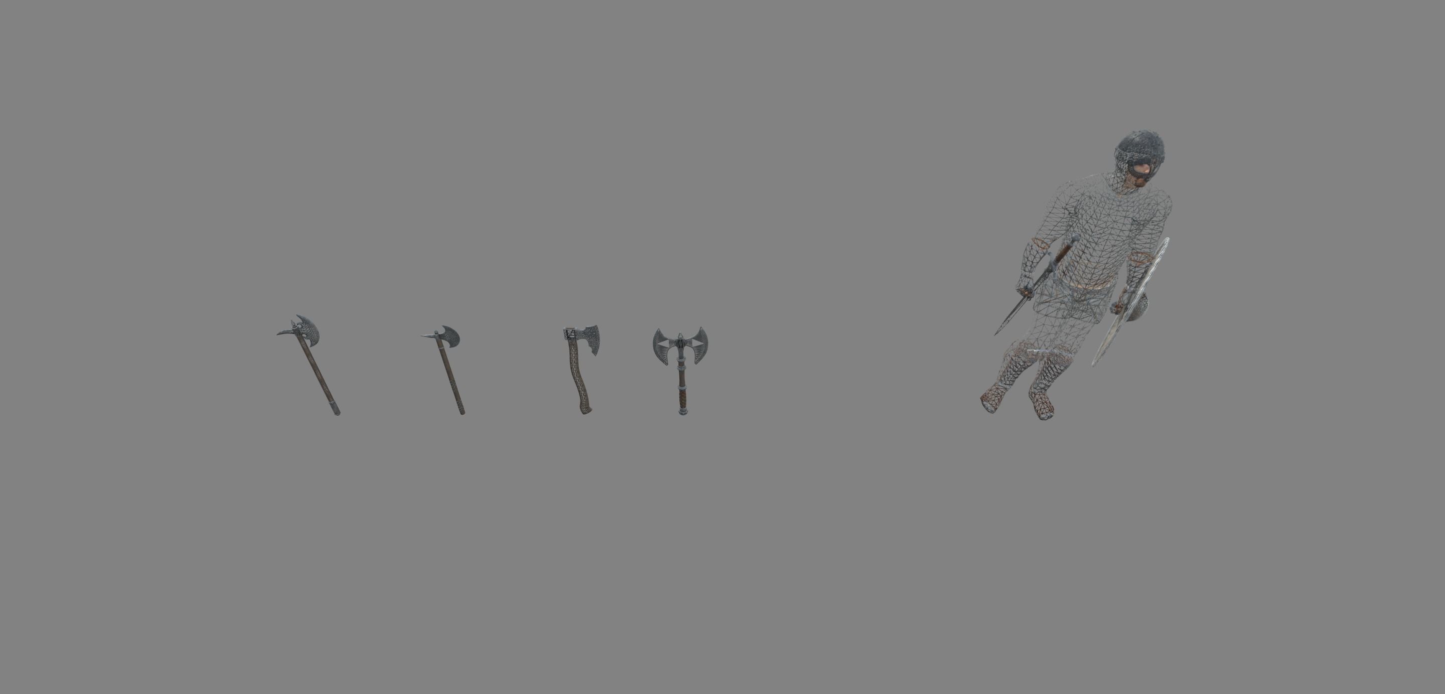 Medieval Axe Set 3D model_6